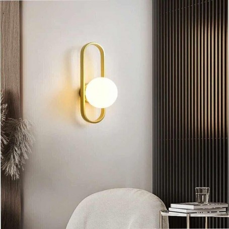 APPLIQUE A PARETE SFERA COLORE BIANCO LAMPADA DA MURO METALLO G9 BRONZO AQ47
