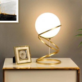 LAMPADA DA TAVOLO SFERA CON 4 ANELLI IN METALLO BRONZO LUME MODERNO G9 D31