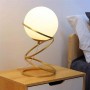 LAMPADA DA TAVOLO SFERA CON 4 ANELLI IN METALLO BRONZO LUME MODERNO G9 D31