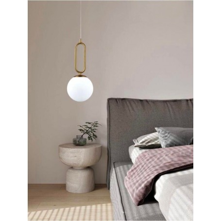 LAMPADARIO A SOSPENSIONE SFERA IN VETRO ATTACCO G9 BRONZO STILE MODERNO A96