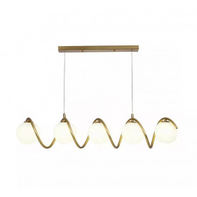 LAMPADARIO A SOSPENSIONE DA SOFFITTO TWIST 5 X SFERA IN VETRO BIANCO G9 BRONZO