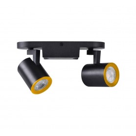 FARETTO ORIENTABILE A SOFFITTO PARETE DOPPIO DIFFUSORE LAMPADA ATTACCO GU10 NERO