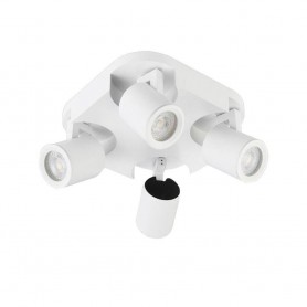 PLAFONIERA DA SOFFITTO LAMPADA TONDA 4 PORTA FARETTO ORIENTABILE GU10 BIANCO