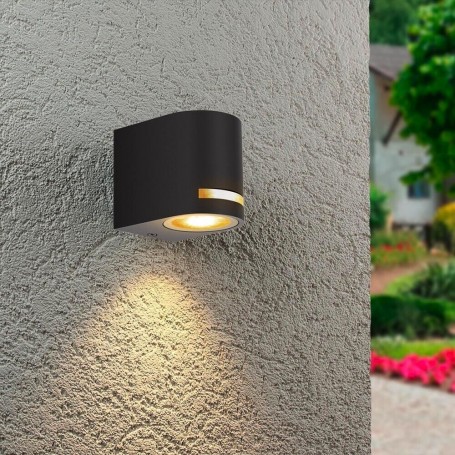 APPLIQUE LED LUCE CALDA LAMPADA DA PARETE MURO FARETTO GU10 8 W IP54 NERO