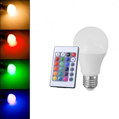 LAMPADINA LED LUCE BIANCA 9 W LAMPADA CROMOTERAPIA 16 COLORI RGB TELECOMANDO E27