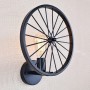 APPLIQUE DA PARETE STILE VINTAGE A FORMA RUOTA DI BICICLETTA NERO ATTACCO E27