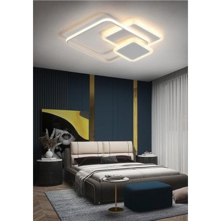 PLAFONIERA LED LUCE CALDA LAMPADARIO 3 QUADRATI 48 WATT QUADRATO MODERNO