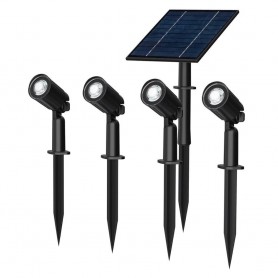 4 FARETTI LED LUCE CALDA FARETTO CON PANNELLO SOLARE PICCHETTO DA GIARDINO IP65