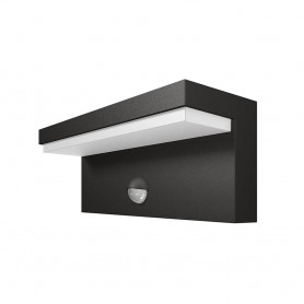 APPLIQUE A PARETE LED LUCE BIANCA 10W LAMPADA SENSORE RILEVA MOVIMENTO IR NERO