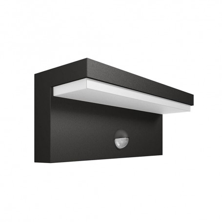 APPLIQUE LED LUCE NATURALE 10W LAMPADA CON SENSORE RILEVA MOVIMENTO IR NERO IP54