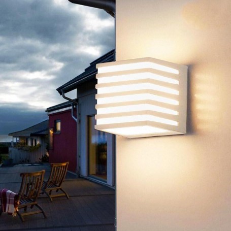 APPLIQUE LED LUCE NATURALE LAMPADA A PARETE 10W ESTERNO FARETTO CUBO BIANCO