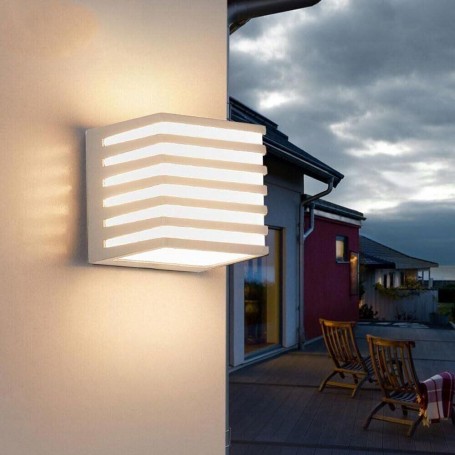 APPLIQUE LED LUCE CALDA LAMPADA A PARETE 10W INTERNO ESTERNO FARETTO CUBO BIANCO