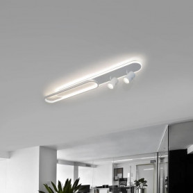 PLAFONIERA LED LUCE BIANCA LAMPADARIO A SOFFITTO 50 W 2 FARETTI ORIENTABILI GU10