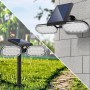 FARO 32 LED LUCE CALDA FARETTO PANNELLO SOLARE SENSORE CREPUSCOLARE PER GIARDINO