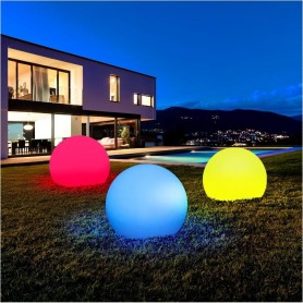 LAMPADA SFERA DA TERRA INTERNO ESTERNO ILLUMINAZIONE GIARDINO PALLA 40 CM IP65