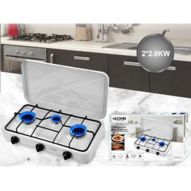 FORNELLO A GAS GPL CUCINA DA CAMPEGGIO CASA 3 FUOCHI PIASTRA BIANCO