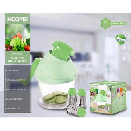 GRATTUGIA MANUALE PER FORMAGGIO AFFETTATRICE VERDURE 3 RULLI IN ACCIAIO INOX