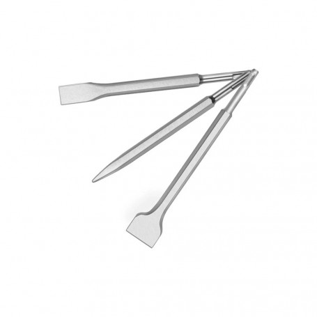 KIT 3 SCALPELLI SDS PLUS SCALPELLO PIATTO PUNTA PER TRAPANO MARTELLO DEMOLITORE