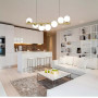 LAMPADARIO A SOSPENSIONE 7 SFERE COLOR BIANCO SFERA G9 MODERNO BRONZO A06