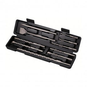 PUNTE E SCALPELLI PER TRAPANO DEMOLITORE ATTACCO SDS PLUS SET 10 PZ IN VALIGETTA