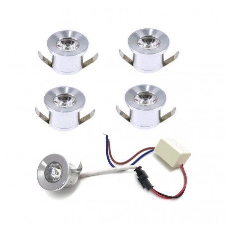 KIT 5 FARETTI LUCE BIANCA FARETTO LED 1 WATT A INCASSO  SILVER P31-5F