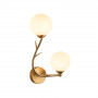 APPLIQUE DA PARETE DUE SFERE SFERA G9 LAMPADA RAMO CON FOGLI COLOR BRONZO AQ65