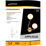 APPLIQUE DA PARETE DUE SFERE SFERA G9 LAMPADA RAMO CON FOGLI COLOR BRONZO AQ65