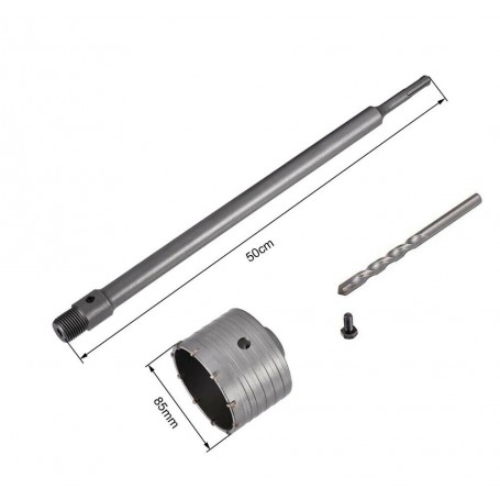 FRESA A TAZZA 85 MM ASTA PROLUNGA 50 CM PER TRAPANO ATTACCO SDS PLUS