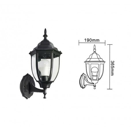 LANTERNA DA GIARDINO LAMPADA A PARETE NERA APPLIQUE PER ESTERNO STILE ANTICO