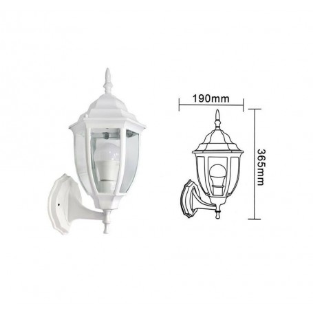 LANTERNA DA GIARDINO LAMPADA A PARETE APPLIQUE PER ESTERNO STILE ANTICO BIANCO